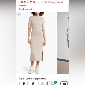 Nike Essential mini swoosh midi dress in taupe